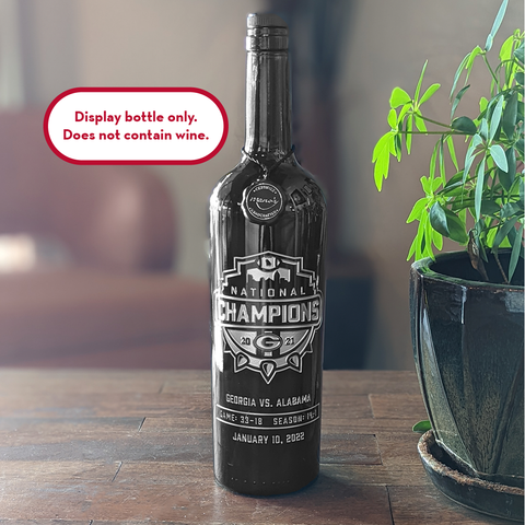 Georgia 2021 National Champions Logo Etched Display Bottle
