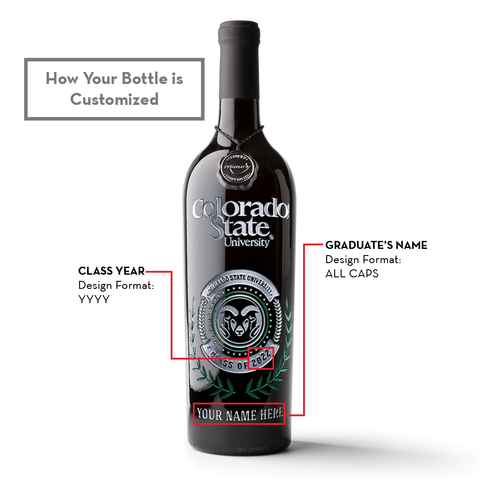 Colorado State University Custom Alumni Etched Wine Bottle