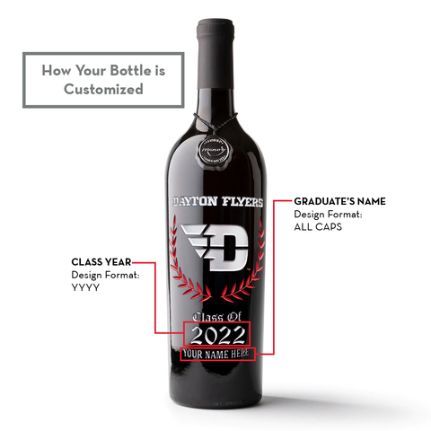University of Dayton Custom Alumni Etched Wine