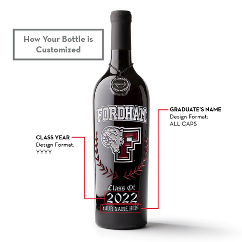 Fordham University Custom Alumni Etched Wine