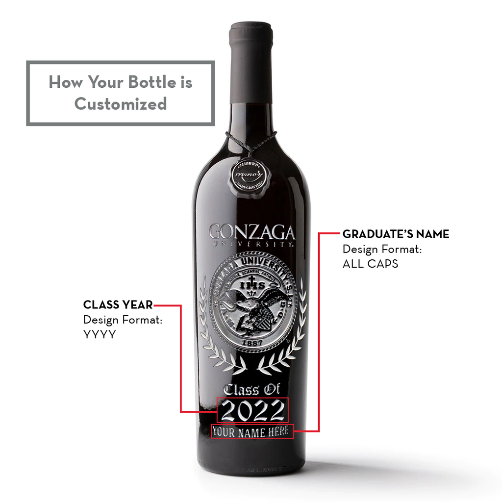 Gonzaga Custom Alumni Etched Wine