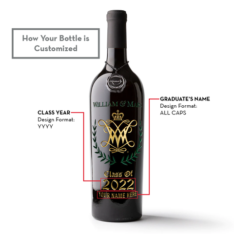 William & Mary Custom Alumni Etched Wine
