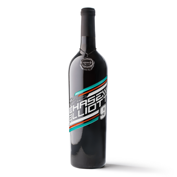 #9 Chase Elliott Race Stripes Etched Wine Bottle