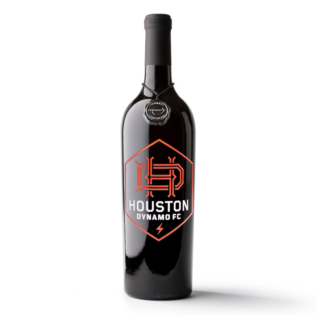 Houston Dynamo Logo Etched Wine