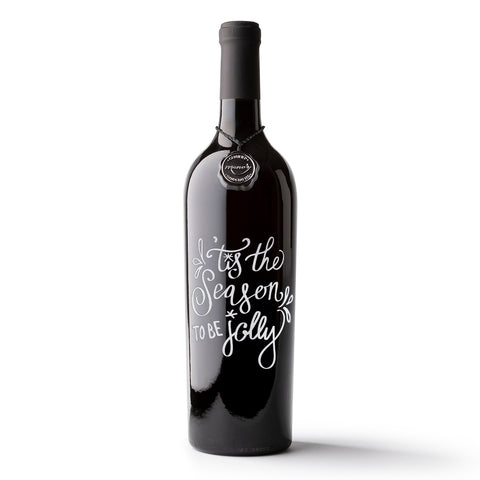 Tis The Season To Be Jolly Etched Wine