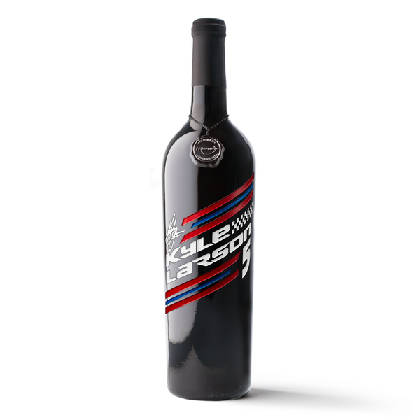#5 Kyle Larson Racing Stripes Etched Wine Bottle