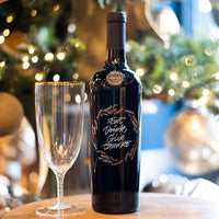 Eat, Drink, Give Thanks Etched Wine Bottle