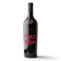 Merry and Bright Etched Wine Bottle
