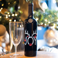 Joy Ornaments Holiday Etched Wine Bottle