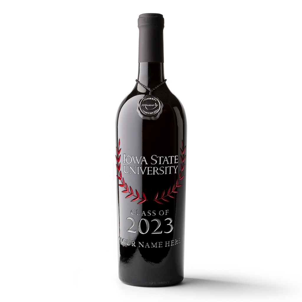 Iowa State University Custom Alumni Etched Wine Bottle