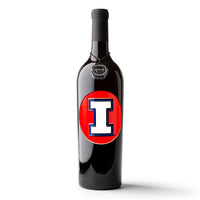 University of Illinois Logo Etched Wine Bottle