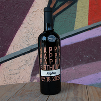 Happy Happy Birthday Custom Etched Wine Bottle