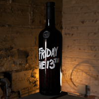 Friday the 13th Logo Etched Wine