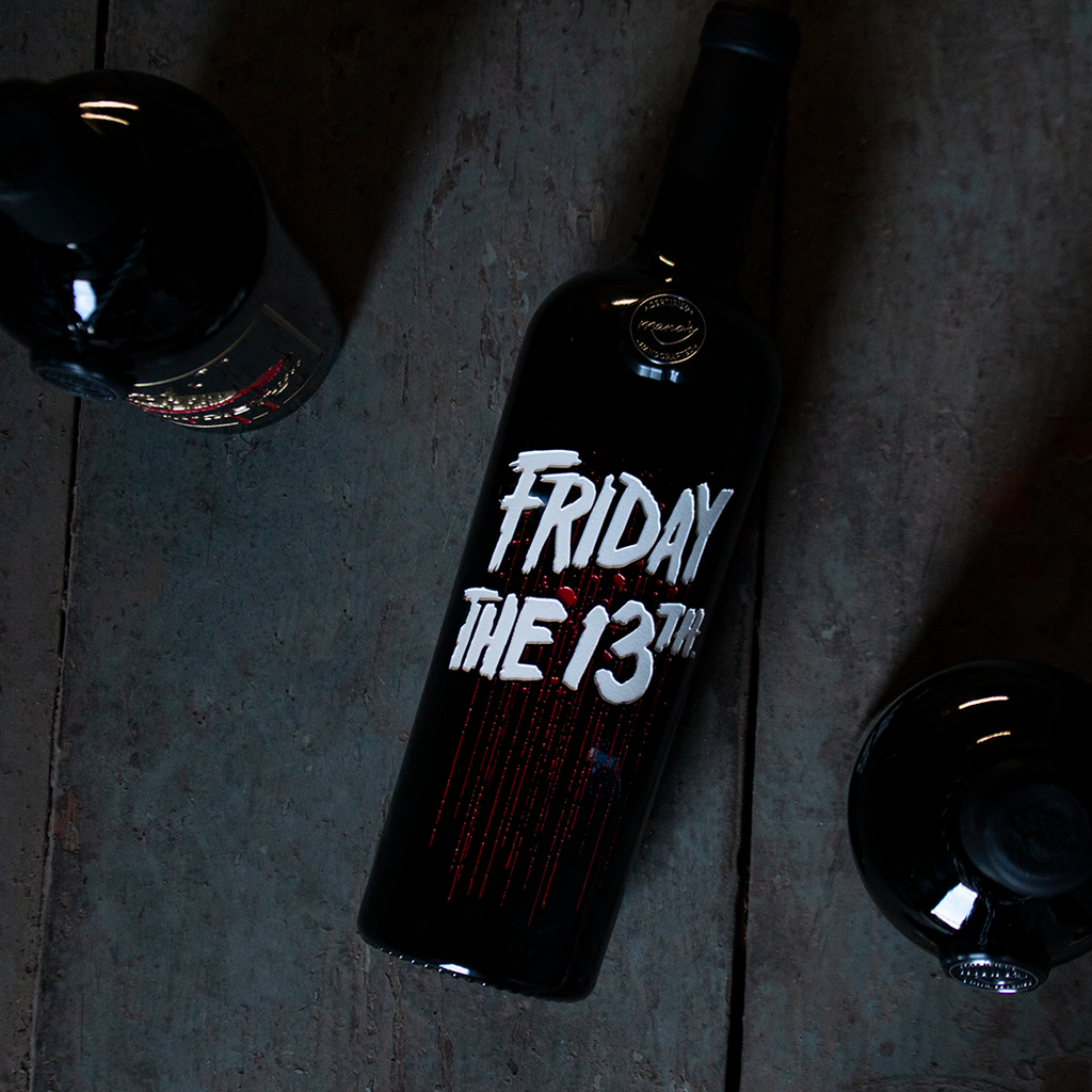 Friday the 13th Logo Etched Wine