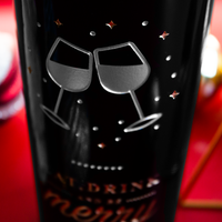 Eat, Drink, And Be Merry Etched Wine Bottle