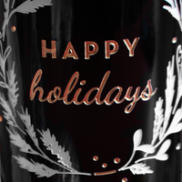 Happy Holidays Wreath Etched Wine