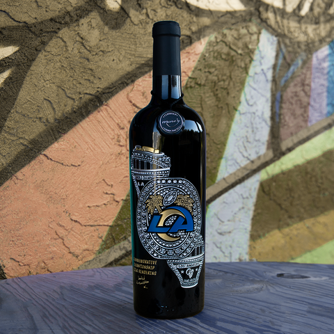 Los Angeles Rams Commemorative Ring Etched Wine
