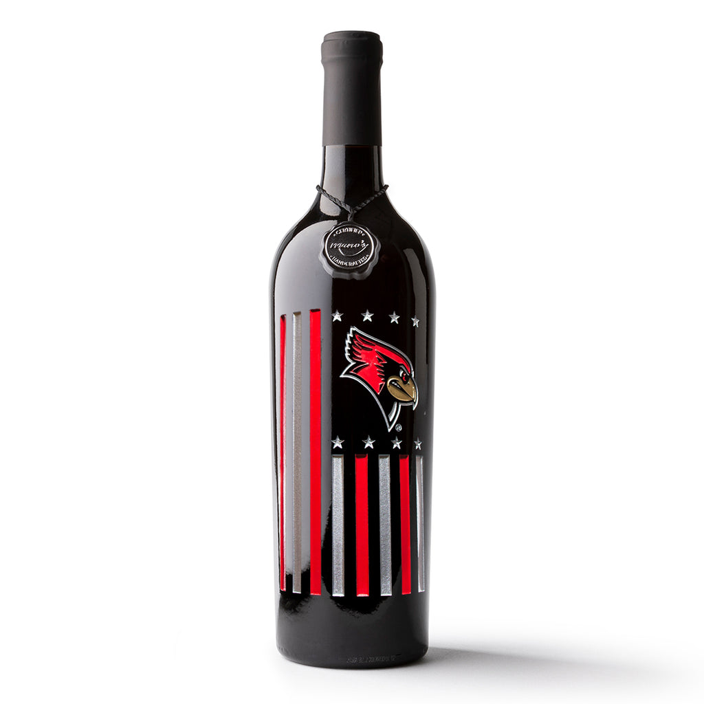 Illinois State Flag Etched Wine Bottle