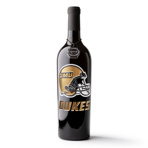 James Madison Football Etched Wine