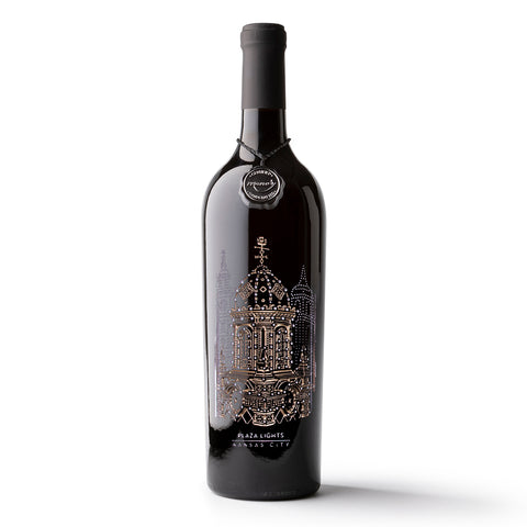 Kansas City Plaza Lights Etched Wine Bottle