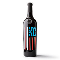 KC Flag Etched Wine Bottle