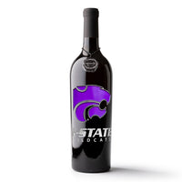 Kansas State University Powercat Etched Wine Bottle