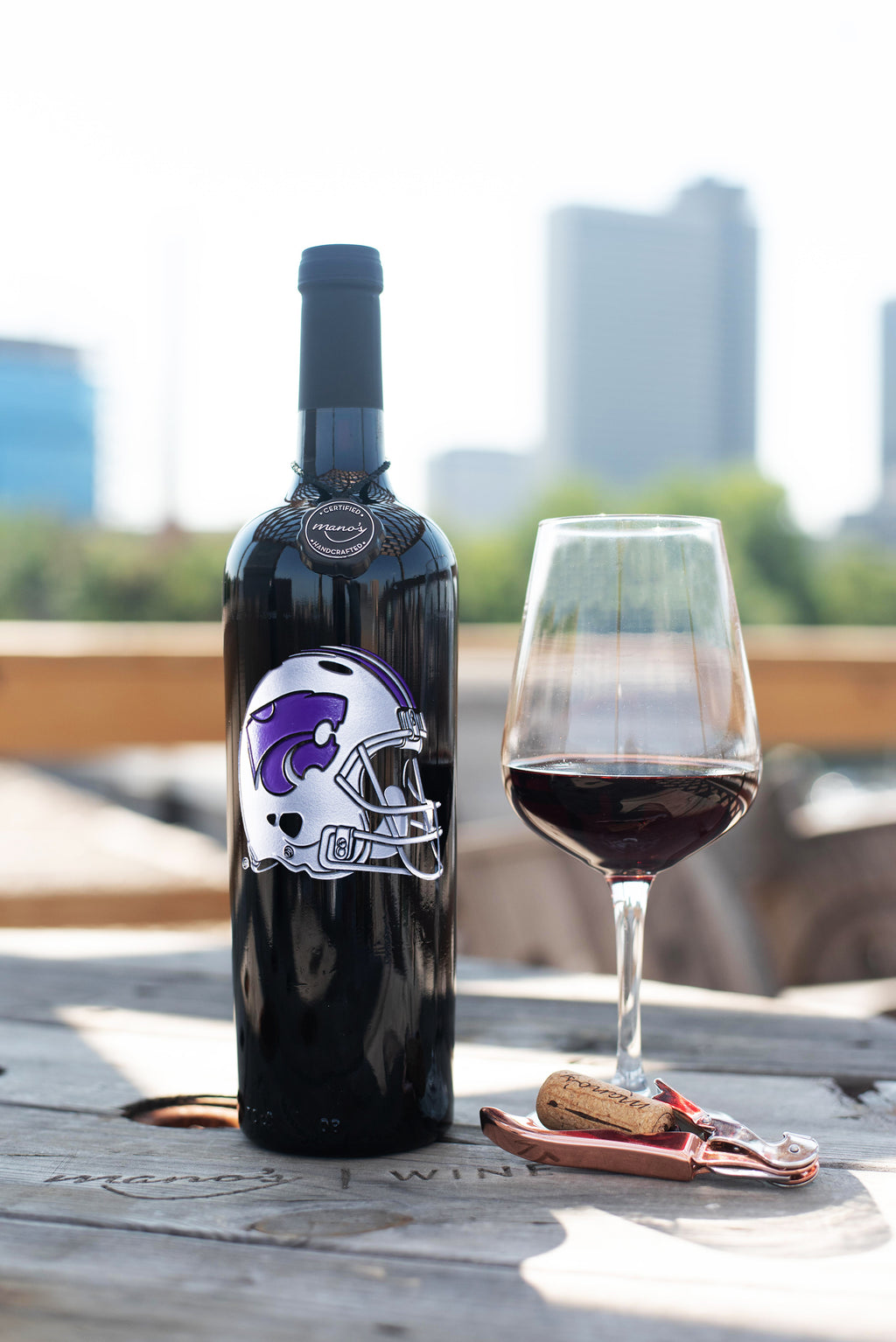 Kansas State University Football Etched Wine Bottle