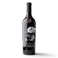 University of Kansas Jayhawk Etched Wine Bottle