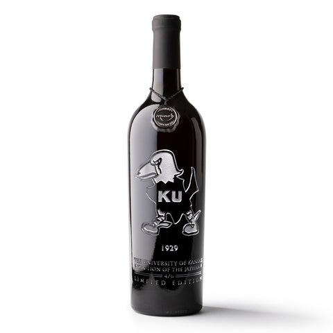 University of Kansas Evolution 1929 Etched Wine