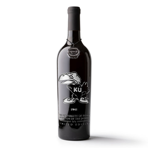 University of Kansas Evolution 1941 Etched Wine