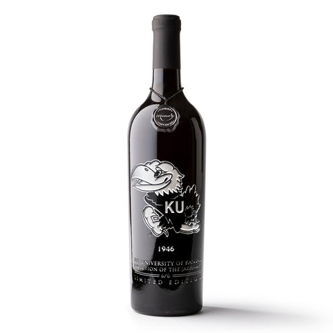 University of Kansas Evolution 1946 Etched Wine