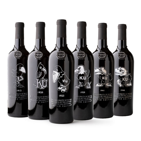 University of Kansas Evolution Etched Wine 6 Pack