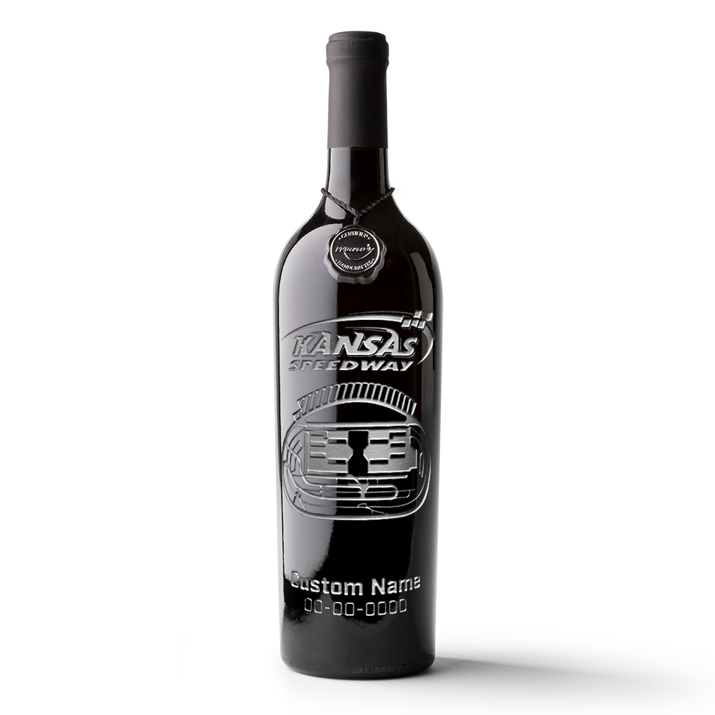 Kansas Speedway Custom Name Etched Wine