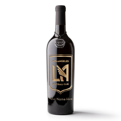 LAFC Shield Logo Custom Name Etched Wine