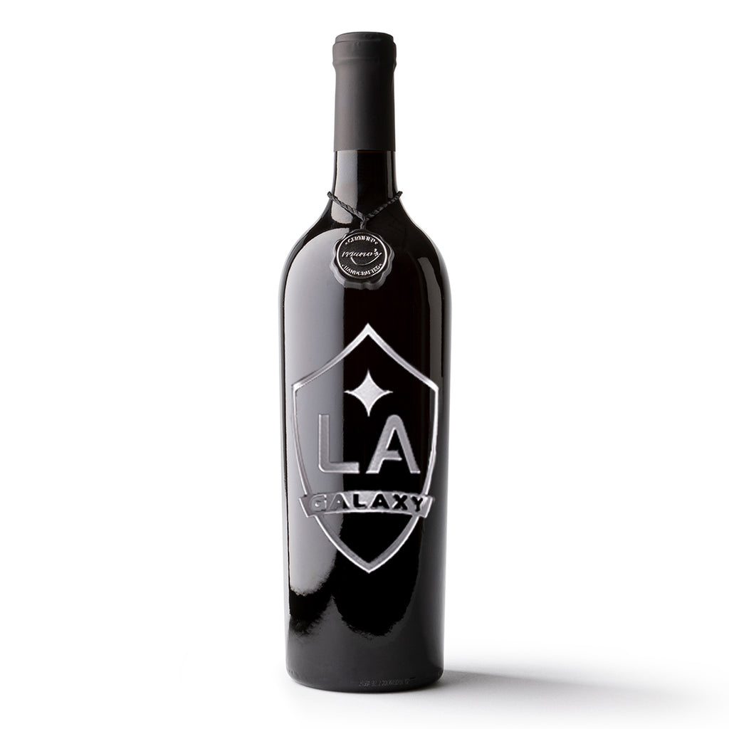 LA Galaxy Shield Logo Etched Wine