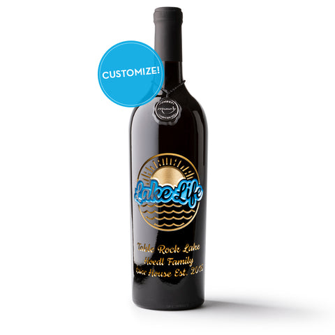 Lake Life Custom Etched Wine