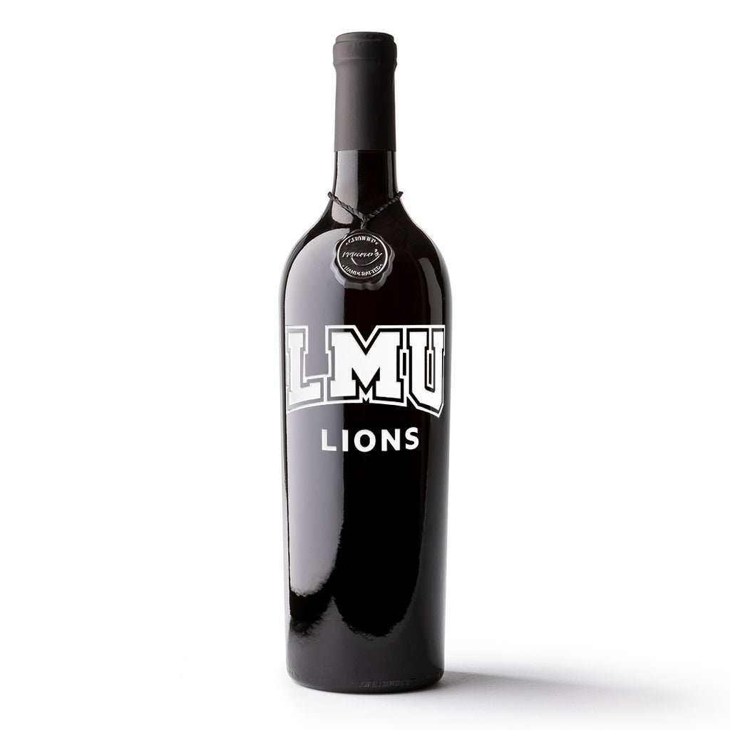 Loyola Marymount University Lions Etched Wine