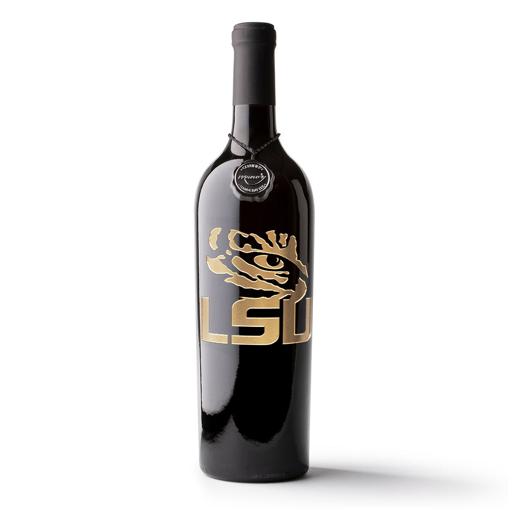 LSU Logo Etched Wine