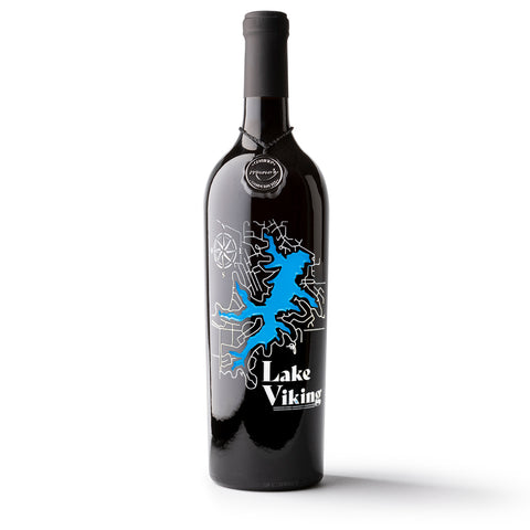 Lake Viking Etched Wine Bottle