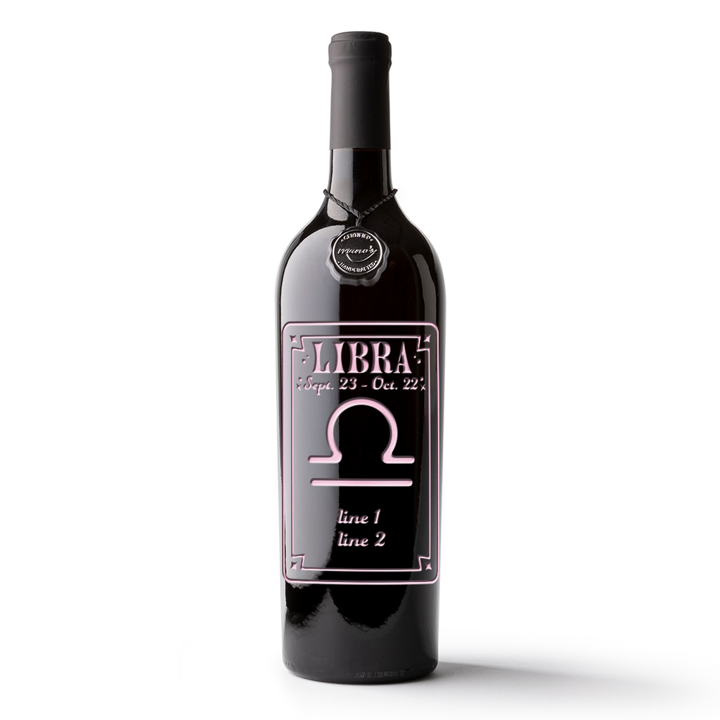 Libra Custom Etched Wine Bottle