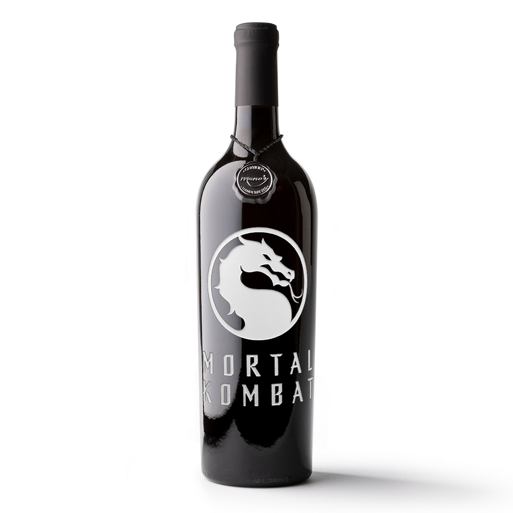 Mortal Kombat Logo Etched Wine