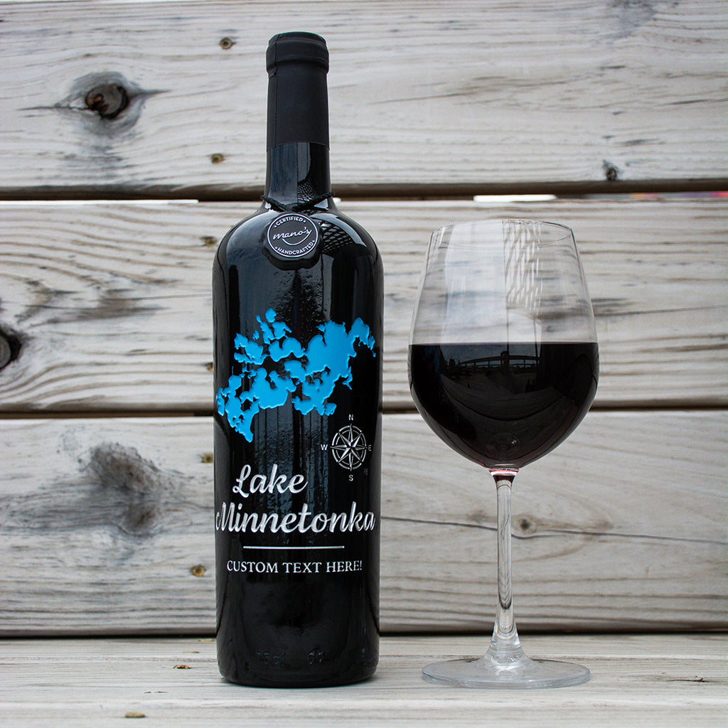 Lake Minnetonka Custom Etched Wine