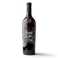 Mother's Day Flowers Etched Wine Bottle