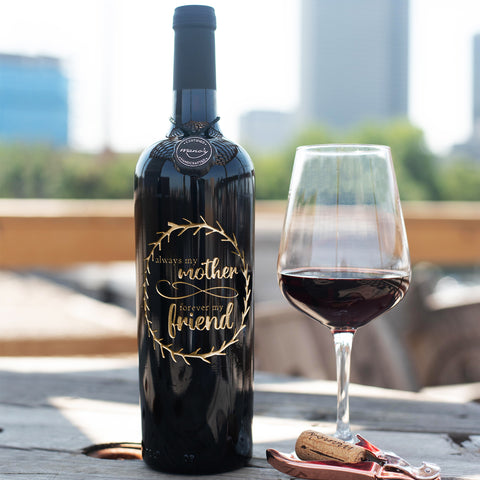 Forever My Mother Etched Wine