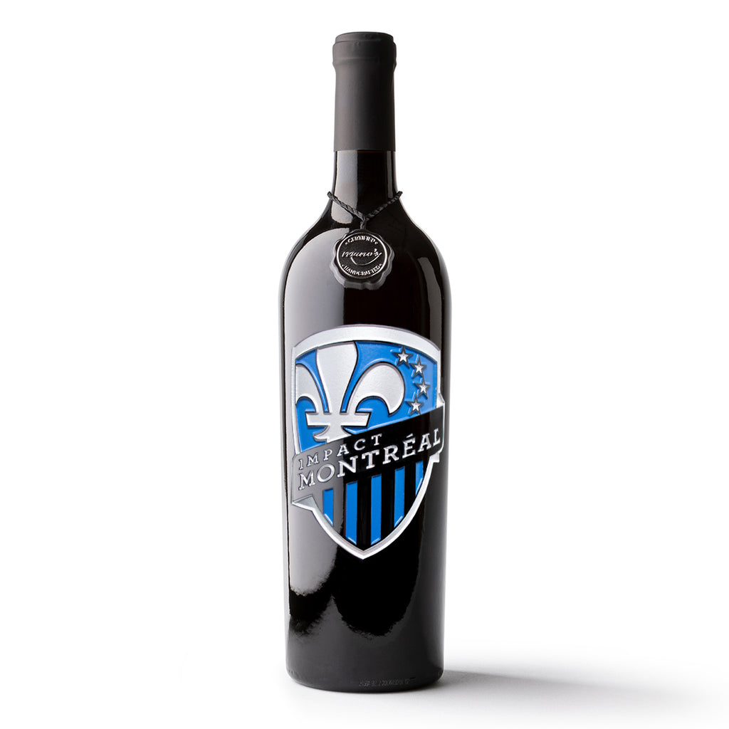 Montreal Impact Shield Logo Etched Wine