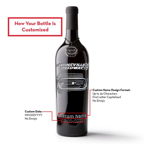 Martinsville Speedway Custom Name Etched Wine