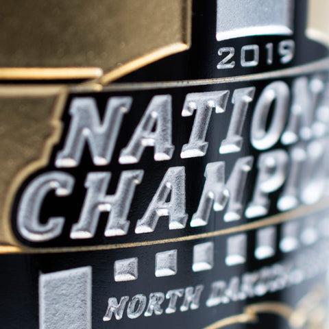 2019 NDSU Champions Logo Etched Wine