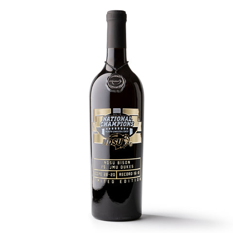 2019 NDSU Champions Logo Etched Wine