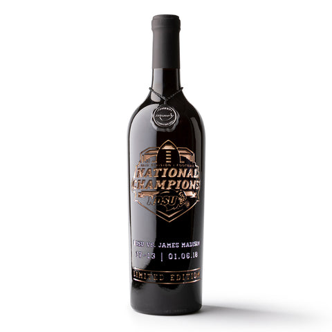 North Dakota State National Champions Logo Etched Wine