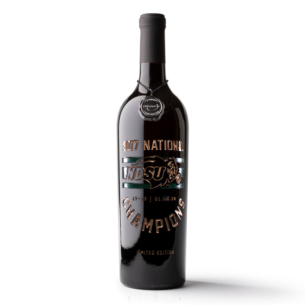North Dakota State National Champions Stripes Etched Wine